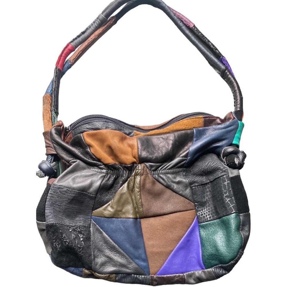 Vintage 80s Leather Patchwork Shoulder Bag - Picture 13 of 13